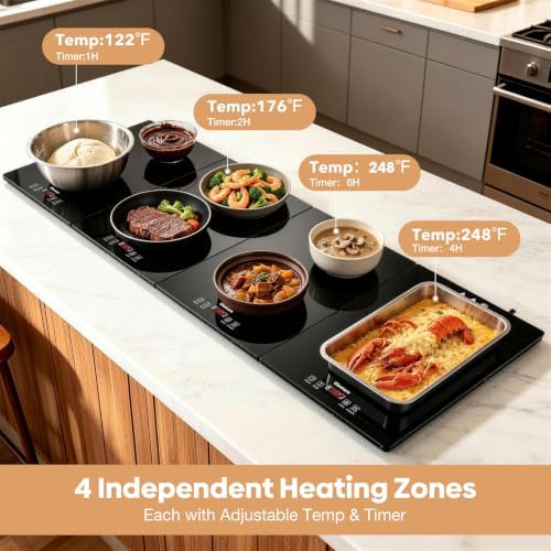 4-in-1 Food Warming Tray with Independent Temp & Timer, alternate view 2