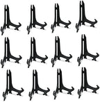 4 Inch Black 12pcs/Set Plastic Easels Plate Display Stands Picture Frame Stand Holder in Black