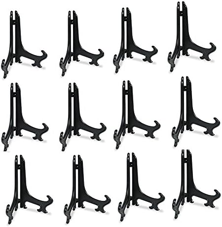 4 Inch Black 12pcs/Set Plastic Easels Plate Display Stands Picture Frame Stand Holder in Black