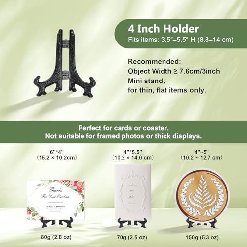 4 Inch Black 12pcs/Set Plastic Easels Plate Display Stands Picture Frame Stand Holder in Black, alternate view 4
