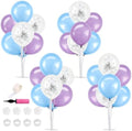 4 Macaron Blue Purple Balloon Stand Balloon Centerpieces for Table in 4 Count (Pack of 1) in Metallic Blue