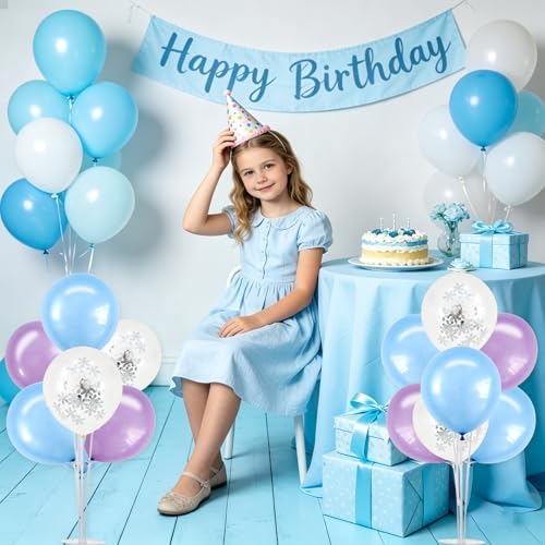 4 Macaron Blue Purple Balloon Stand Balloon Centerpieces for Table in 4 Count (Pack of 1) in Metallic Blue, alternate view 5
