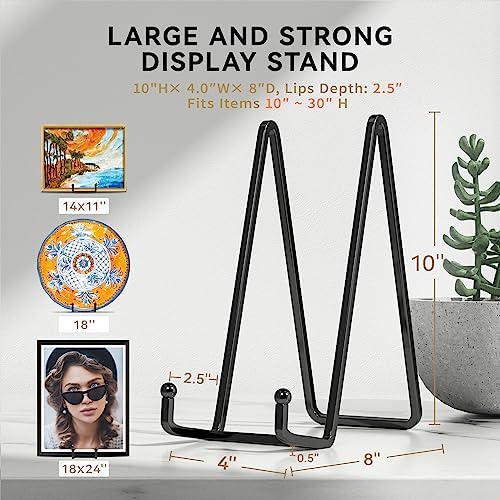 4 Pack 10 Inch Large Plate Stands for Display - Metal Square Wire Plate Holder Display Stand + Picture Stand for, alternate