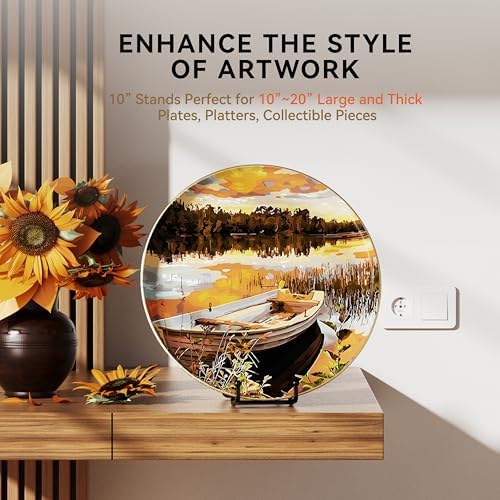 4 Pack 10 Inch Large Plate Stands for Display - Metal Square Wire Plate Holder Display Stand + Picture Stand for, alternate