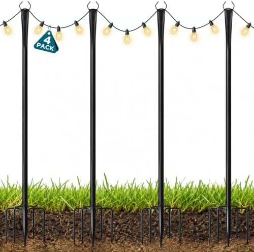 4 Pack 10FT Outdoor String Light Poles
