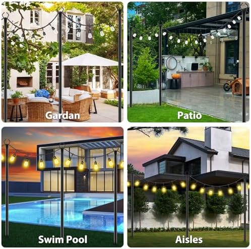 4 Pack 10Ft String Light Poles, Light Poles for Outside Lights with Fork, Outdoor Brackets Hanging Lights, Metal, alternate