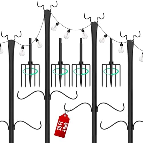4 Pack 10FT String Light Poles with Shepherd's Hook