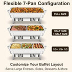4 Pack 11QT Chafing Dishes for Buffet, Total 44QT Set with 7 Food Pans in 11qt All Silver 4 Pack, alternate view 3