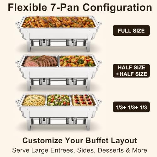 4 Pack 11QT Chafing Dishes for Buffet, Total 44QT Set with 7 Food Pans in 11qt All Silver 4 Pack, alternate view 3