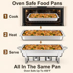 4 Pack 11QT Chafing Dishes for Buffet, Total 44QT Set with 7 Food Pans in 11qt All Silver 4 Pack, alternate view 4