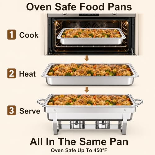 4 Pack 11QT Chafing Dishes for Buffet, Total 44QT Set with 7 Food Pans in 11qt All Silver 4 Pack, alternate view 4