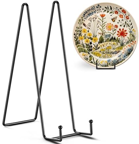 4 Pack 12 Inch Large Plate Stands/holder for Display - Metal Picture Frame Holder Stand + Easels for Platter
