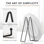 4 Pack 12 Inch Large Plate Stands/holder for Display - Metal Picture Frame Holder Stand + Easels for Platter, alternate view