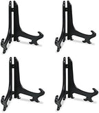 (4 Pack) 12 Inch Plastic Display Stand, Black Easel Display Photo Holder Stand, Displays Picture Frames