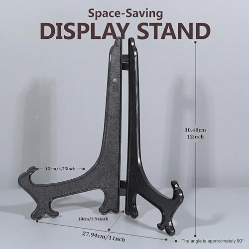 (4 Pack) 12 Inch Plastic Display Stand, Black Easel Display Photo Holder Stand, Displays Picture Frames, alternate view 2