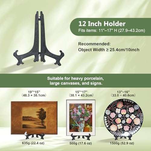 (4 Pack) 12 Inch Plastic Display Stand, Black Easel Display Photo Holder Stand, Displays Picture Frames, alternate view 3