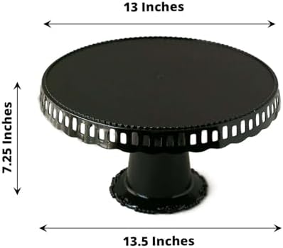 4 Pack | 13" Black Round Pedestal Footed Reusable Plastic Cupcake Stands with Interchangeable Ribbon Trim Edge, alternate