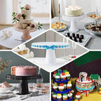 4 Pack | 13" Black Round Pedestal Footed Reusable Plastic Cupcake Stands with Interchangeable Ribbon Trim Edge, alternate
