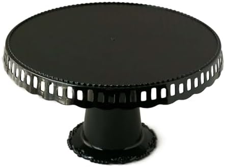 4 Pack | 13" Black Round Pedestal Footed Reusable Plastic Cupcake Stands with Interchangeable Ribbon Trim Edge, alternate