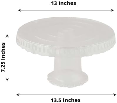 4 Pack | 13" Clear Round Pedestal Footed Reusable Plastic Cupcake Stands with Interchangeable Ribbon Trim Edge, alternate