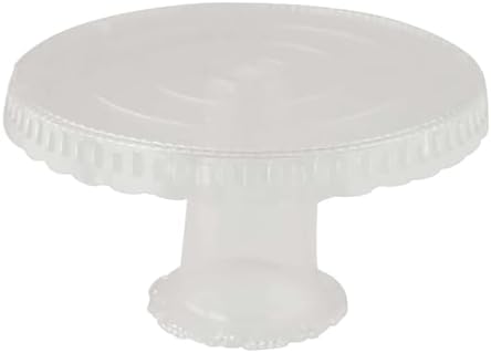 4 Pack | 13" Clear Round Pedestal Footed Reusable Plastic Cupcake Stands with Interchangeable Ribbon Trim Edge, alternate