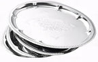 4-Pack 15.7" x 11.8" Silver Serving Trays for Party Set - Lightweight Oval Floral Engraved Silver Platter