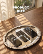 4-Pack 15.7" x 11.8" Silver Serving Trays for Party Set - Lightweight Oval Floral Engraved Silver Platter, alternate view 3