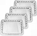 4 Pack 15.8" x 11.6" Large Silver Serving Trays for Dessert Table Stainless Steel Platters Floral Engraved