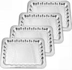 4 Pack 15.8" x 11.6" Large Silver Serving Trays for Dessert Table Stainless Steel Platters Floral Engraved