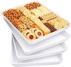 4-Pack 16" x 12" Extra Large Plastic Food Serving Trays for Party in White