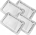 4 Pack 17.5" x 13.6" Large Silver Serving Trays for Dessert Table Stainless Steel Platters Floral Engraved