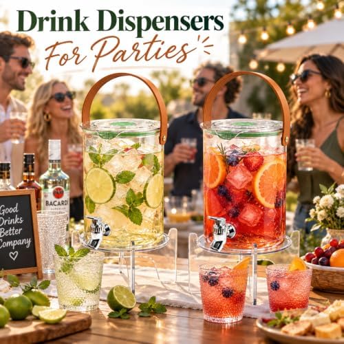 4 Pack 1Gallon + 0.55Gallon Plastic Drink Dispensers for Parties, alternate view 2