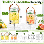 4 Pack 1Gallon + 0.55Gallon Plastic Drink Dispensers for Parties, alternate view 3