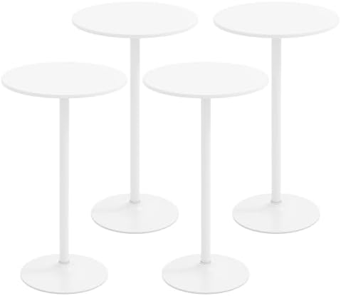 4-Pack 2-in-1 Bar Table with Detachable Pole, Metal Base, 24" Round Top, 40"/22" Two Convertible Height