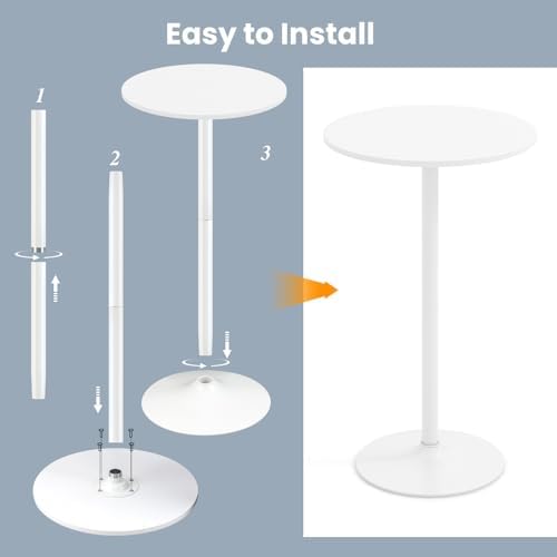 4-Pack 2-in-1 Bar Table with Detachable Pole, Metal Base, 24" Round Top, 40"/22" Two Convertible Height, alternate view 3
