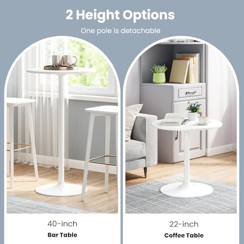 4-Pack 2-in-1 Bar Table with Detachable Pole, Metal Base, 24" Round Top, 40"/22" Two Convertible Height, alternate view 4