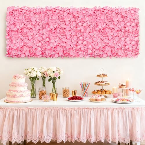 4 Pack 24"x16" Flower Wall Panel Set, Artificial Flower Backdrop, 3D Silk Pink Hydrangea Floral, Wall Decorative, alternate