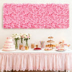 4 Pack 24"x16" Flower Wall Panel Set, Artificial Flower Backdrop, 3D Silk Pink Hydrangea Floral, Wall Decorative, alternate