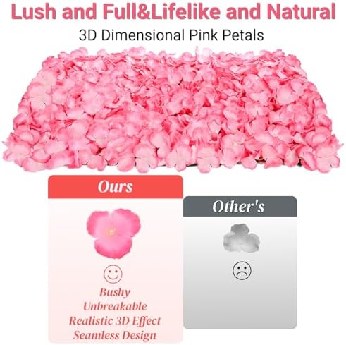 4 Pack 24"x16" Flower Wall Panel Set, Artificial Flower Backdrop, 3D Silk Pink Hydrangea Floral, Wall Decorative, alternate