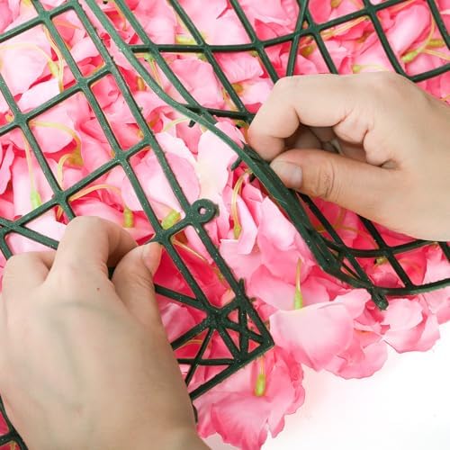 4 Pack 24"x16" Flower Wall Panel Set, Artificial Flower Backdrop, 3D Silk Pink Hydrangea Floral, Wall Decorative, alternate