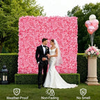 4 Pack 24"x16" Flower Wall Panel Set, Artificial Flower Backdrop, 3D Silk Pink Hydrangea Floral, Wall Decorative, alternate