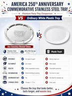 4 Pack 250th Anniversary USA Oval Silver Serving Trays with 4 US Toothpick Flags - 15.7" x 11.8" Stackable, alternate view 6