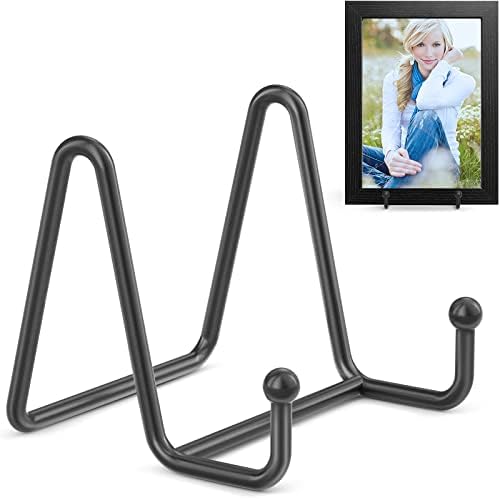 4 Pack 3 Inch Small Display Stands - Plate Holder Stand for Picture Frame, Book, Photo Easel (Black) in Black