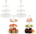 4 Pack 3-Tier Cupcake Stand, White Plastic Tiered Dessert Stand, Round Serving Tray for Wedding, Birthday