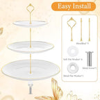 4 Pack 3-Tier Cupcake Stand, White Plastic Tiered Dessert Stand, Round Serving Tray for Wedding, Birthday, alternate view 4