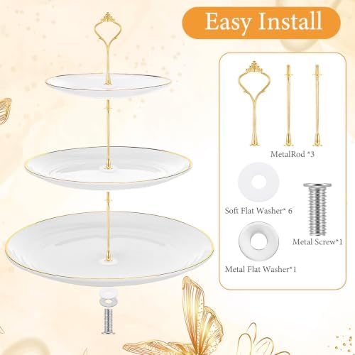 4 Pack 3-Tier Cupcake Stand, White Plastic Tiered Dessert Stand, Round Serving Tray for Wedding, Birthday, alternate view 4