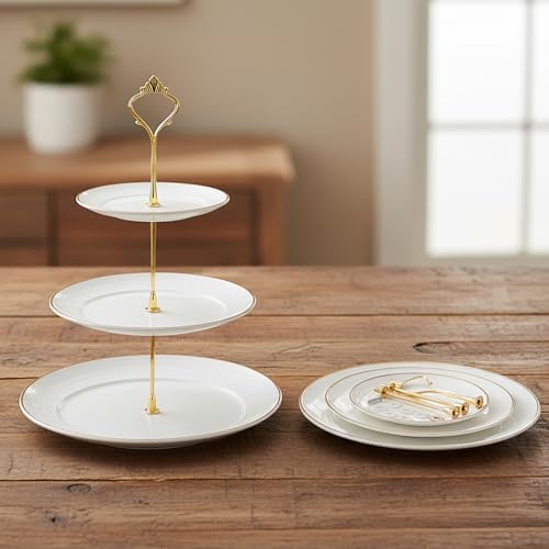 4 Pack 3-Tier Cupcake Stand, White Plastic Tiered Dessert Stand, Round Serving Tray for Wedding, Birthday, alternate view 6
