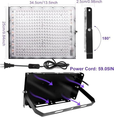 4 Pack 300W Black Lights, Blacklight Flood Light with Plug and Switch, for Glow Party, Black Light Party, alternate view 3