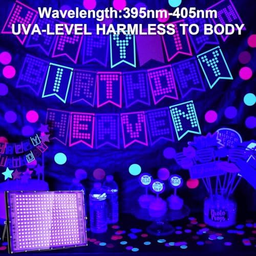 4 Pack 300W Black Lights, Blacklight Flood Light with Plug and Switch, for Glow Party, Black Light Party, alternate view 6