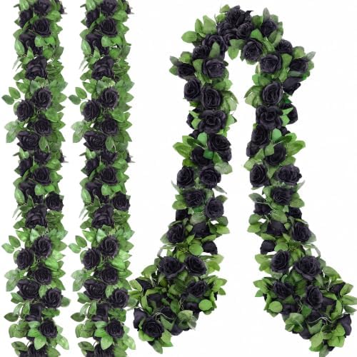 4 Pack 32 FT Black Halloween Garland Artificial Flower Vines Decor